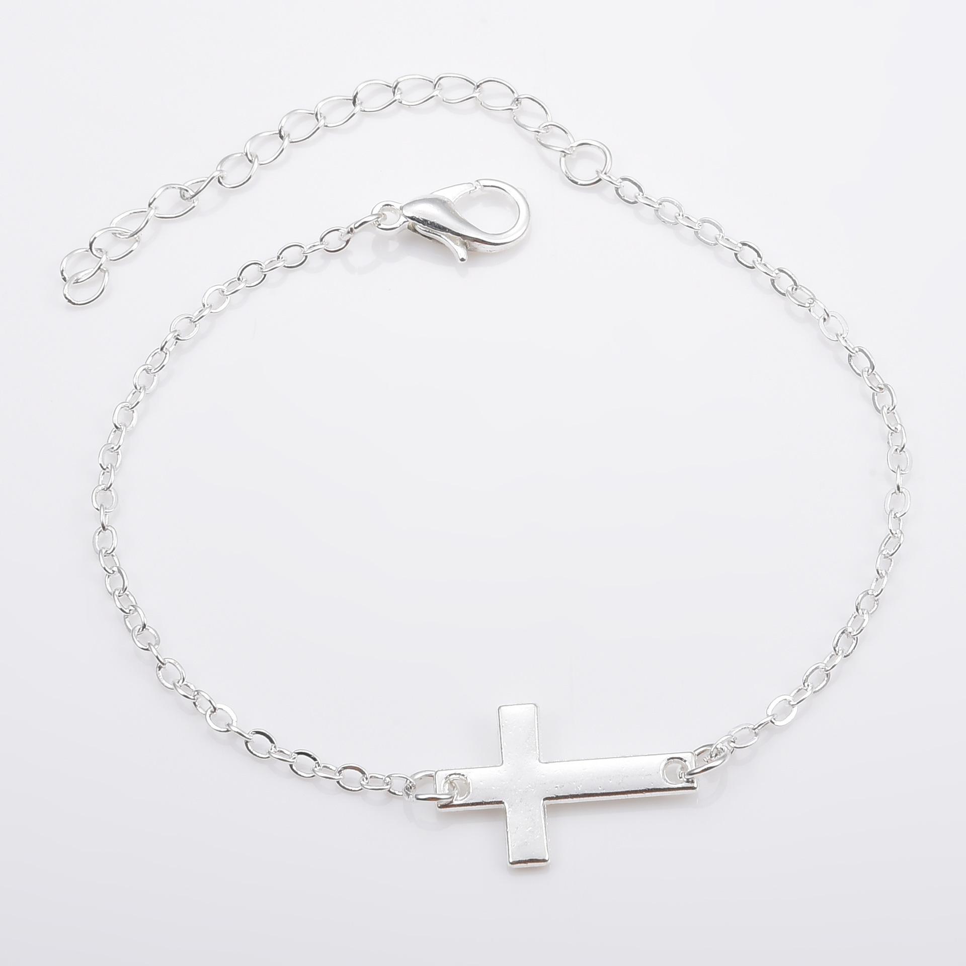 Women s Simple Alloy Cross Bracelet - European & American Fashion серебряный