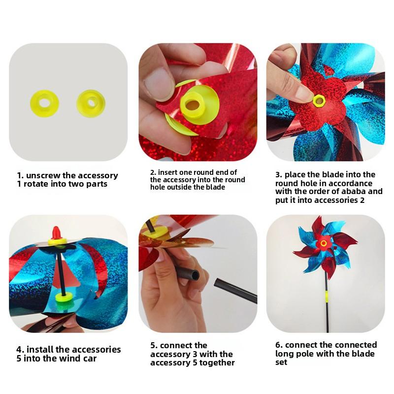 Sparkling Reflective Bird Repeller Pinwheels - Outdoor Wind Spinner Scarecrow for Garden, Lawn, Yard & Farm, Scares Birds Away