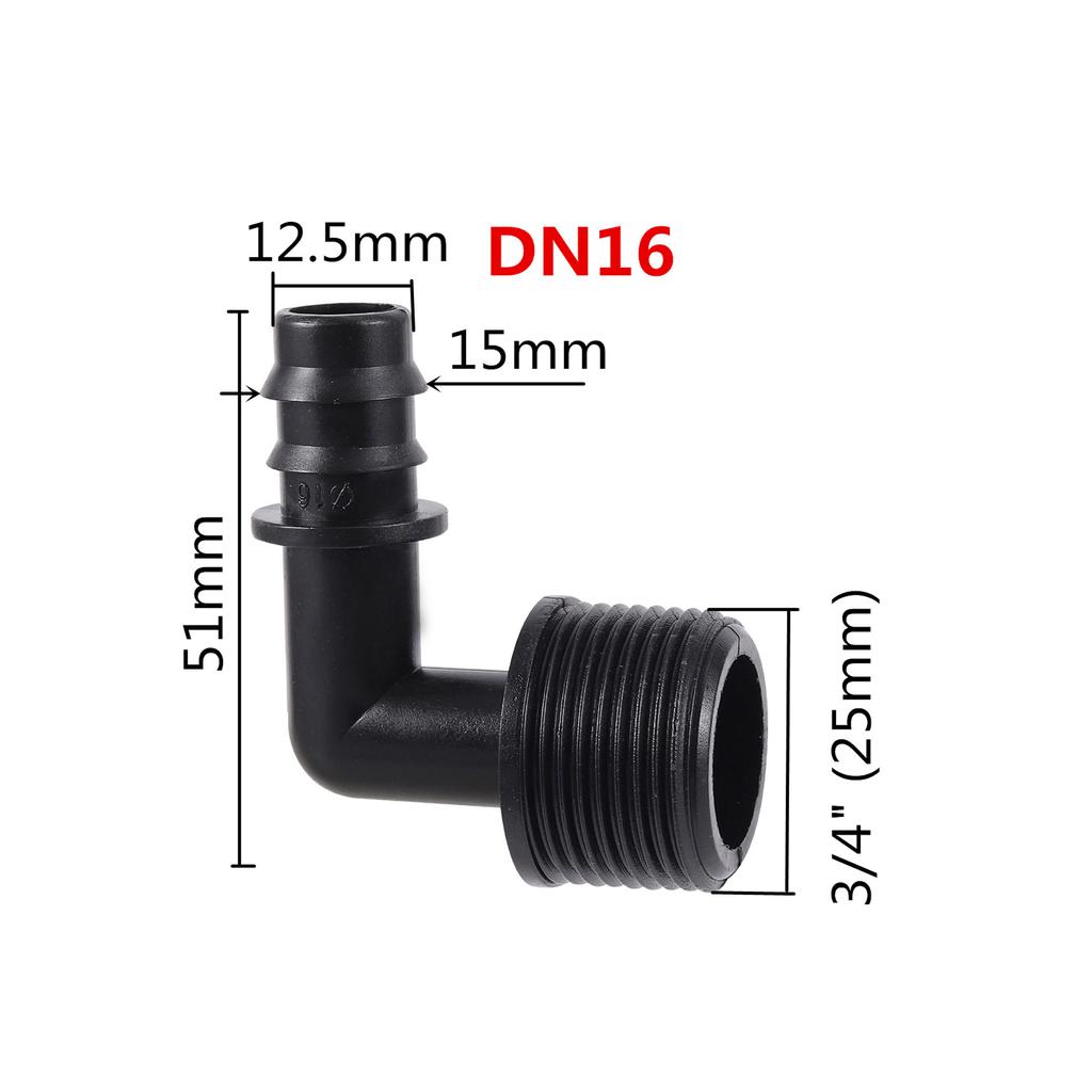 1/2" 3/4" Male Thread Elbow Connector DN16 DN20 90 Degrees Garden Micro Irrigation Pipe Connectors Angle Bend Water Fittings