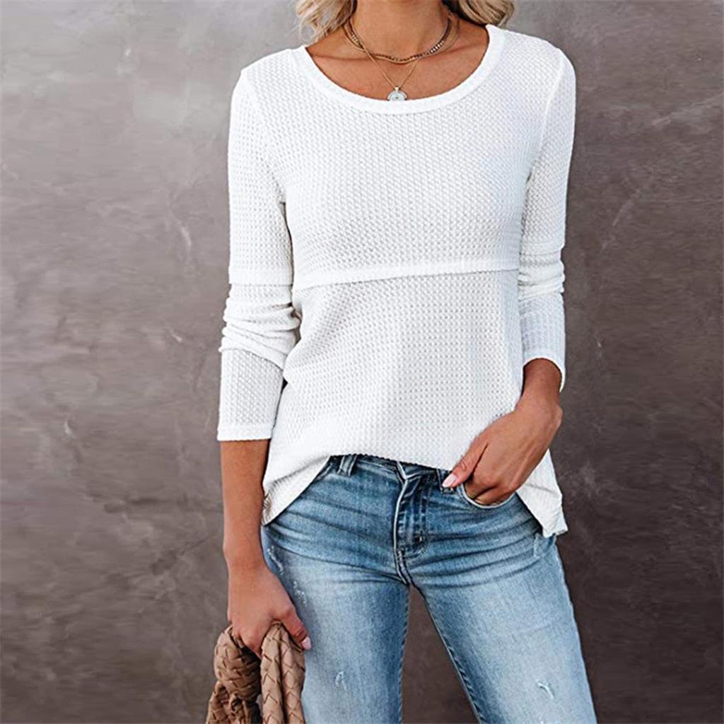 Women's  Loose Round Neck Long Sleeve Hollow Back Top
