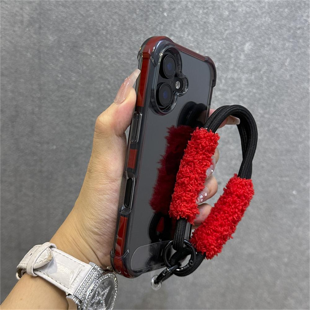 Hybrid Bumper Armor Transparent With Wrist Strap Case For 15 17 11 12 13 14 16 Pro Max Plus XR Shockproof Air Bag Cover