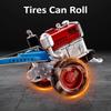 1:24 Agricultural Walking Tractor Toy Model Sound Light Alloy Diecast Retro Variable Engineering Vehicles Collection Gifts