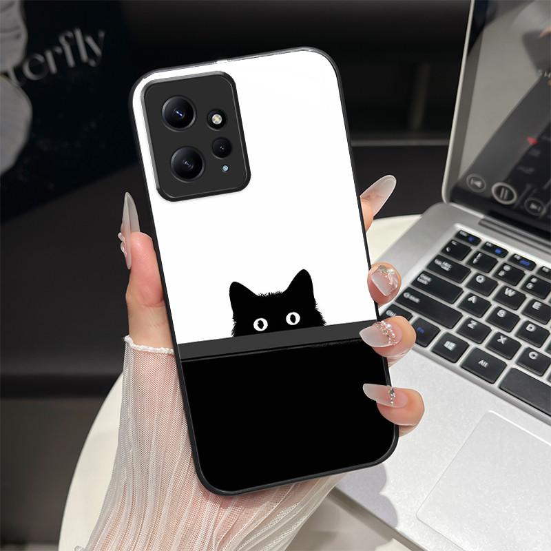 

For Redmi Note 12 4G Phone Case Trendy Fantasy Design Tempered Glass Hard Bumper For Redmi Note12 4G Full Protection Back Covers Redmi Note 12 4G
