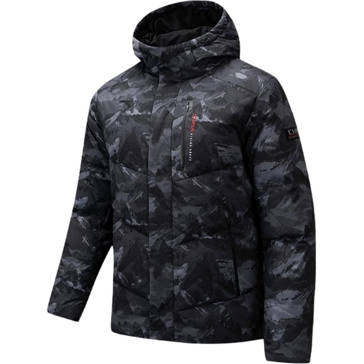Anta Kyrie Series Mens Training Full Print Letter Zip-Up Hooded Down Jacket Men outerwear 152547943N-5