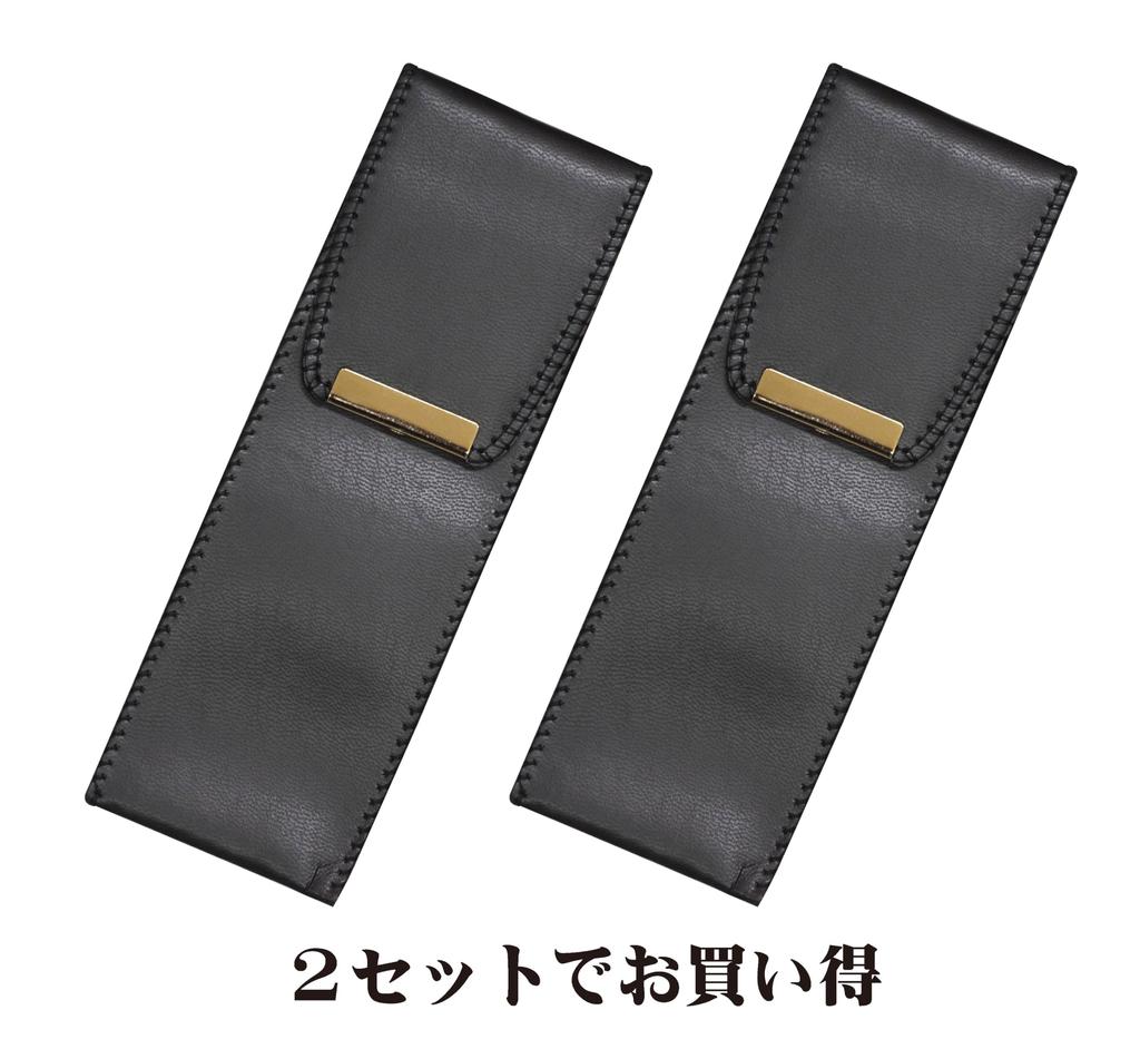 Pen Case with Metal Pointer and Slim 60 Gold Ballpoint Pen Set 2-Pack Eco-Leather (BR-701S-SV60KBP-2)
