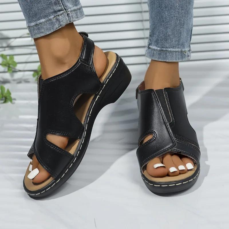 Fashion 2025 Hot Sale Shoes for Women Open Toe Women's Sandals Platform Dress Sandals Women Round Toe Wedges Plus Size Rome Ladies Shoes