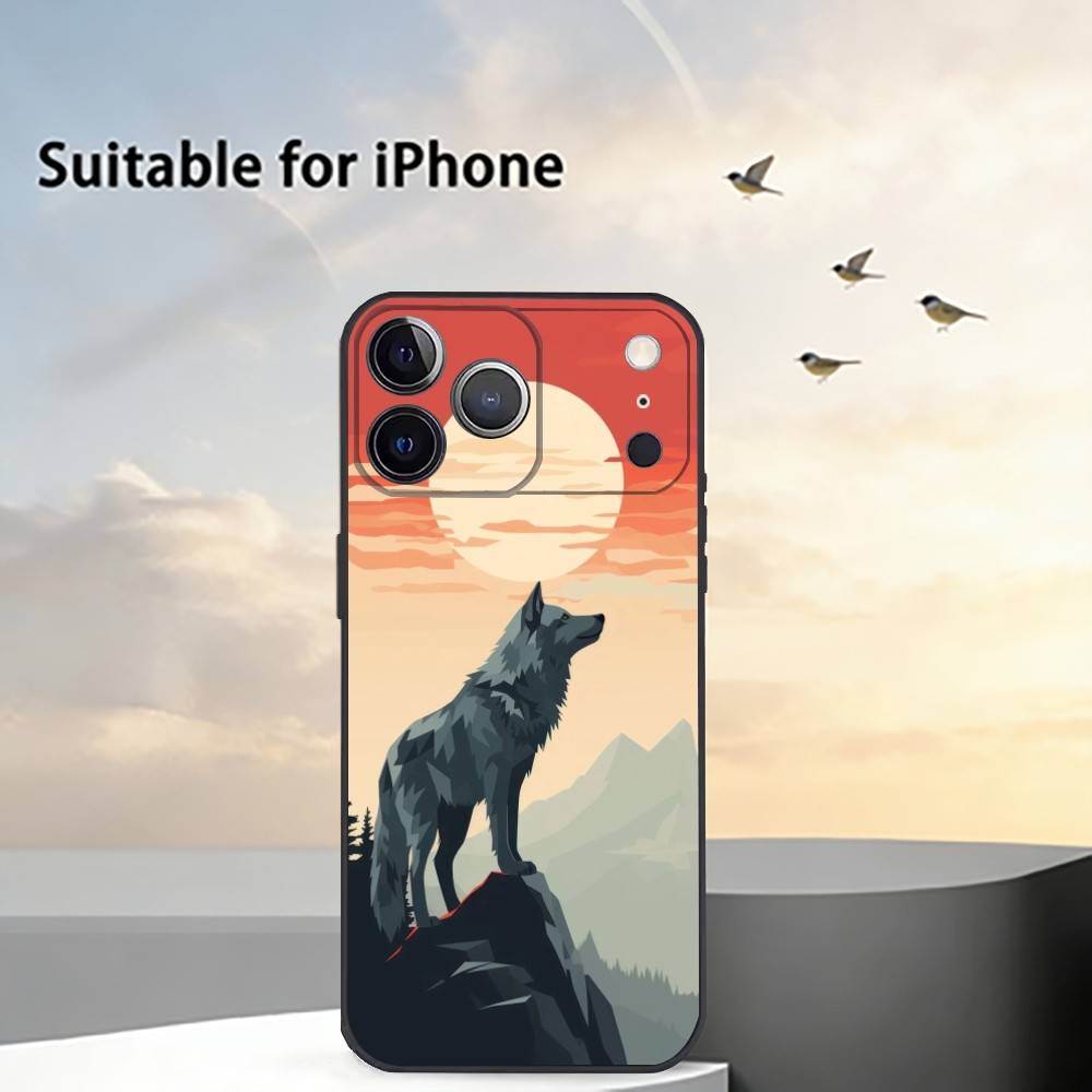 

Moon Roaring W-Wolf Phone Case Silicone Soft For IPhone 17 16 15 14 13 12 11 X XR Plus Pro Max Plus iPhone16