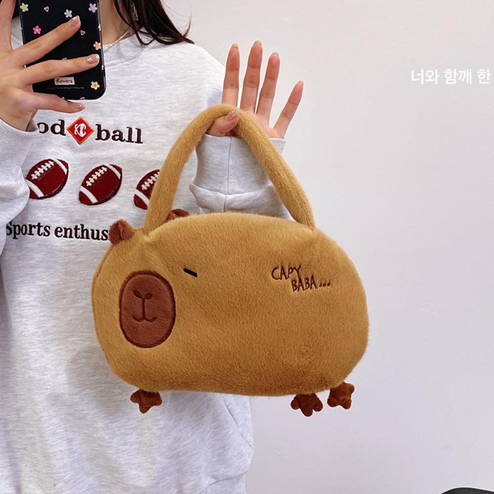 Large Capacity Capybara Plush Shoulder Bag Animal Cartoon Cartoon Crossbody Bag  Female Lady Girl
