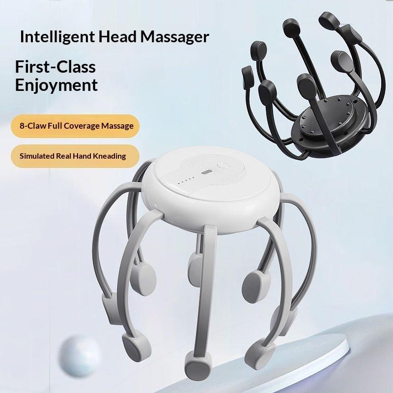 New Stress Relief 8 Claw Octopus Head Massager High Frequency Vibration Mini Scalp Stimulator 360 Degree Electric Head Scratcher