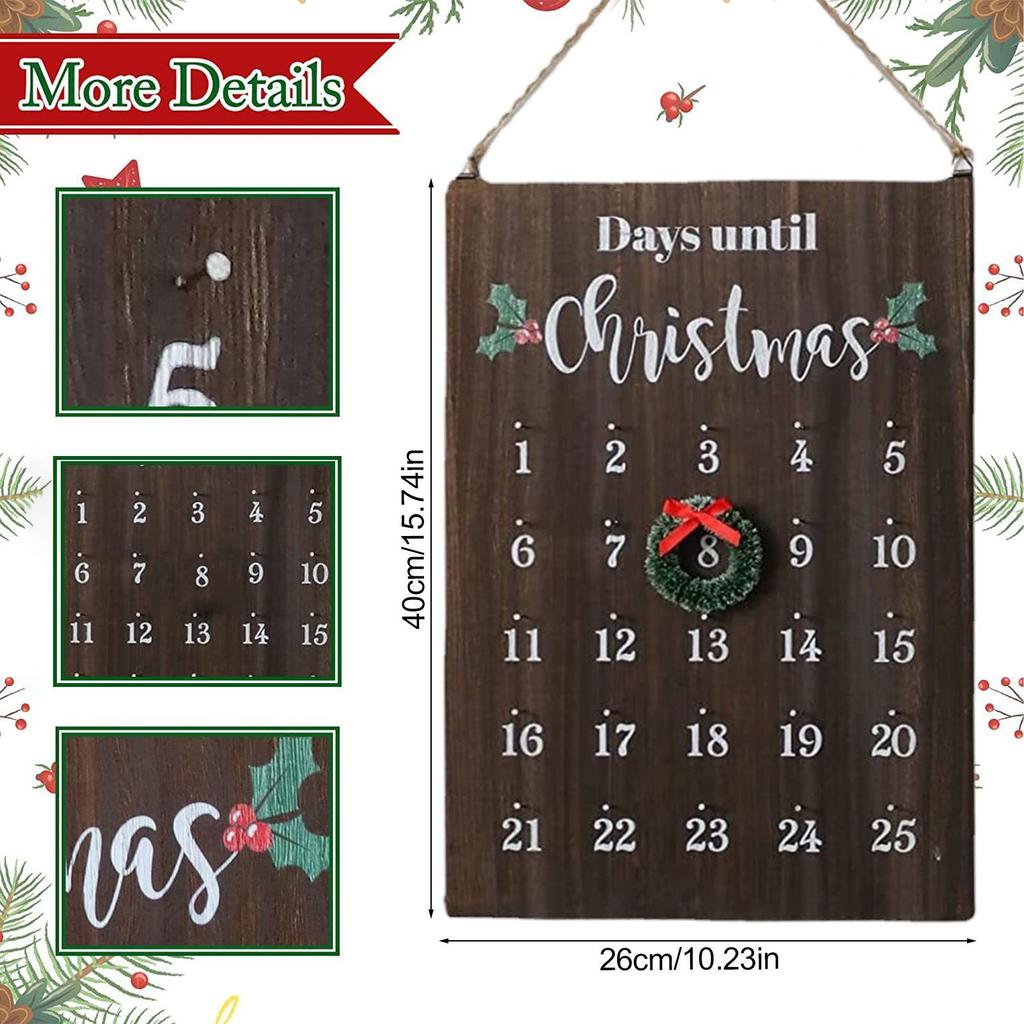 Wall Christmas Countdown Calendar Seasonal Decor 25 Days Advent Christmas Calendar Sign For Friends Neighbors Classroom Living