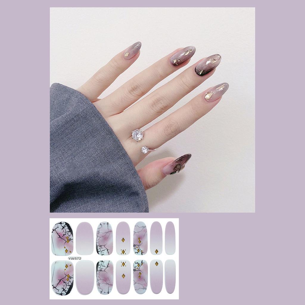 14 stücke/blatt Drücken Sie auf Nagel Glitter Pulver Nagel Aufkleber Fertig Maniküre Schnell Nial