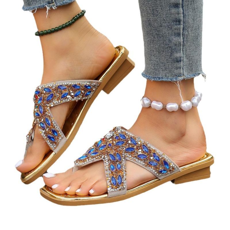 Fashion Trendy Luxury Slippers 2024 Summer New Design Sense Casual Flat Bottom One Line Outwear Women's Herringbone Cool Slippers