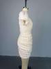 2025 Spring/Summer Sexy V-Neck Puff Sleeve High Waist Slimming Ruched Short Dress for Women