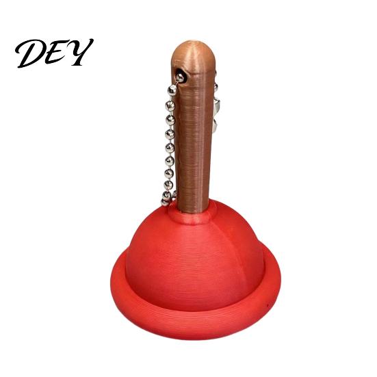 Plunger Shape Clicker Mini Toilet Keychain, 3D Printed Finger Toy, Backpacks Handbag Purse Charm, Gag Gift Keychain 1pc