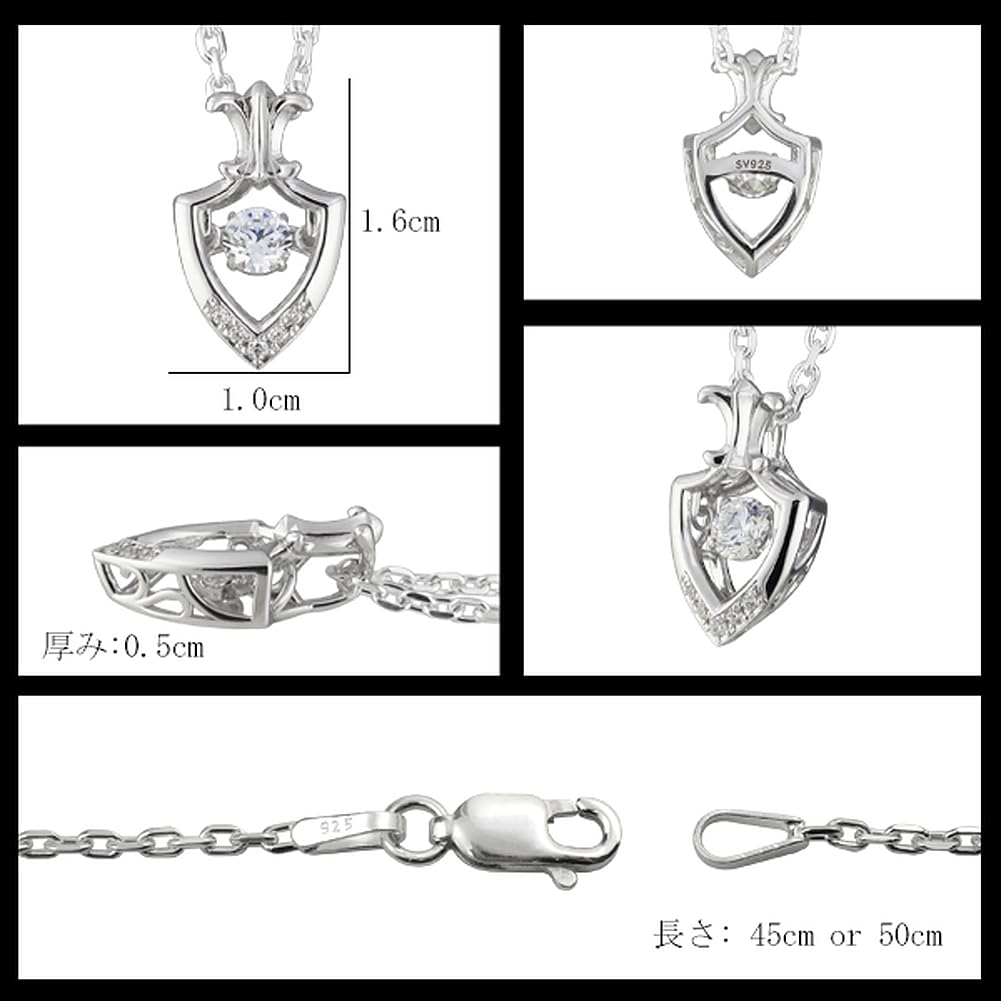 Special Edition Necklace Dancing Stone COAT OF ARMS Silver 925 Crest Shield [Cross Emotion] (Length 50cm) Men's