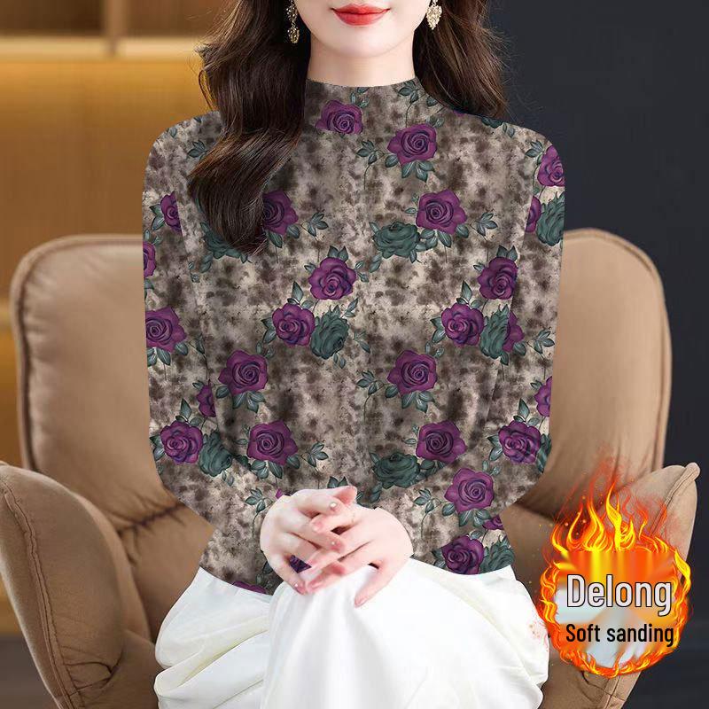 

Women s Floral Ribbed Heat-Storing Base Layer Turtleneck L (For 90-105 lbs)