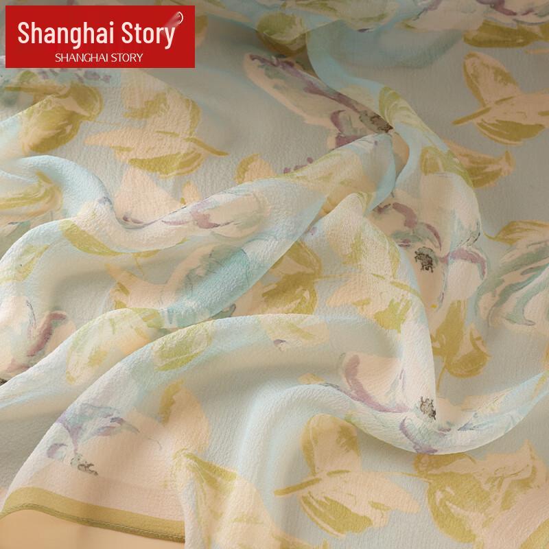 Shanghai Story Women's Printed Silk Square Scarf