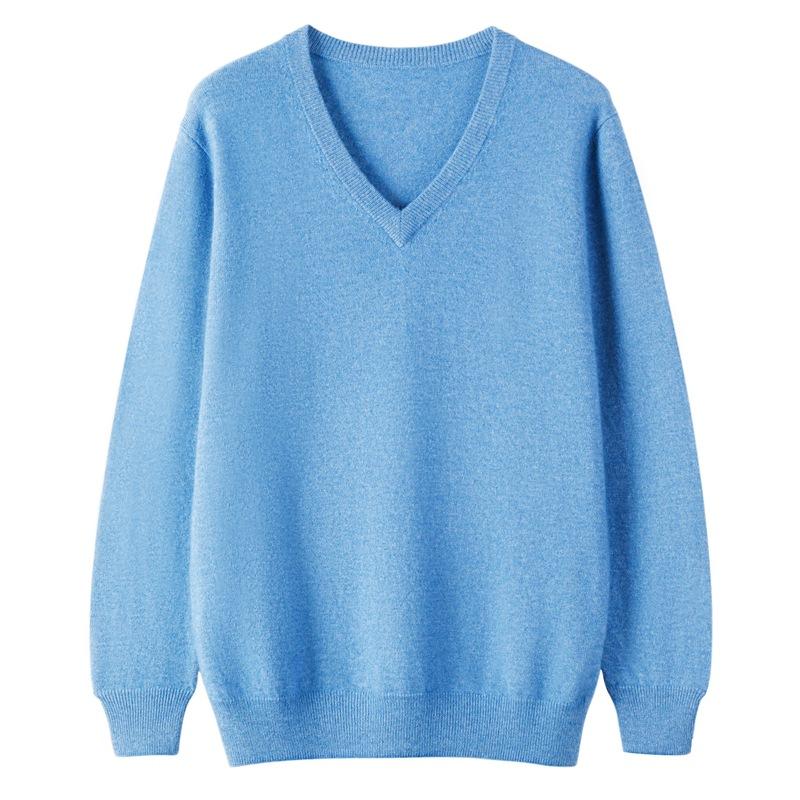 Men'S Cashmere Knitted Sweater Autumn And Winter V-Neck Pullover Cashmere Sweater Large Size Loose Base