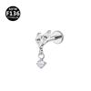 2024 F136 Titanium Flower Cone Pendant Chain Lip, Ear & Tragus Stud with Internal 0.9 Thread