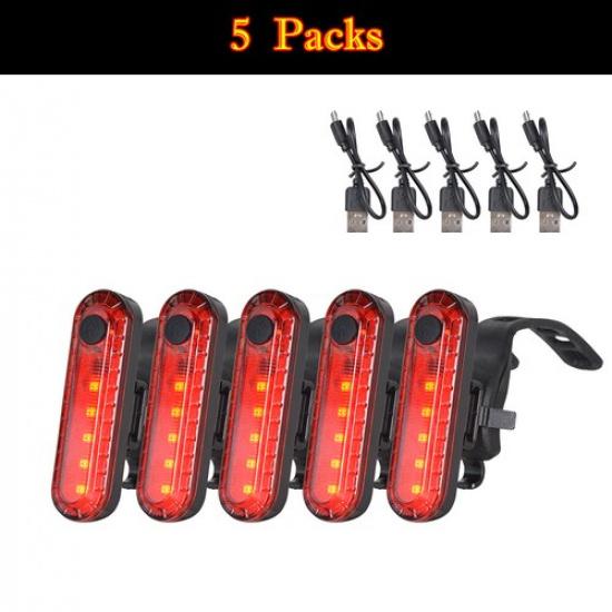 1-6packs LED Bike Bicycle Taillight Cycling Rear Safety Warning USB Rechargeable