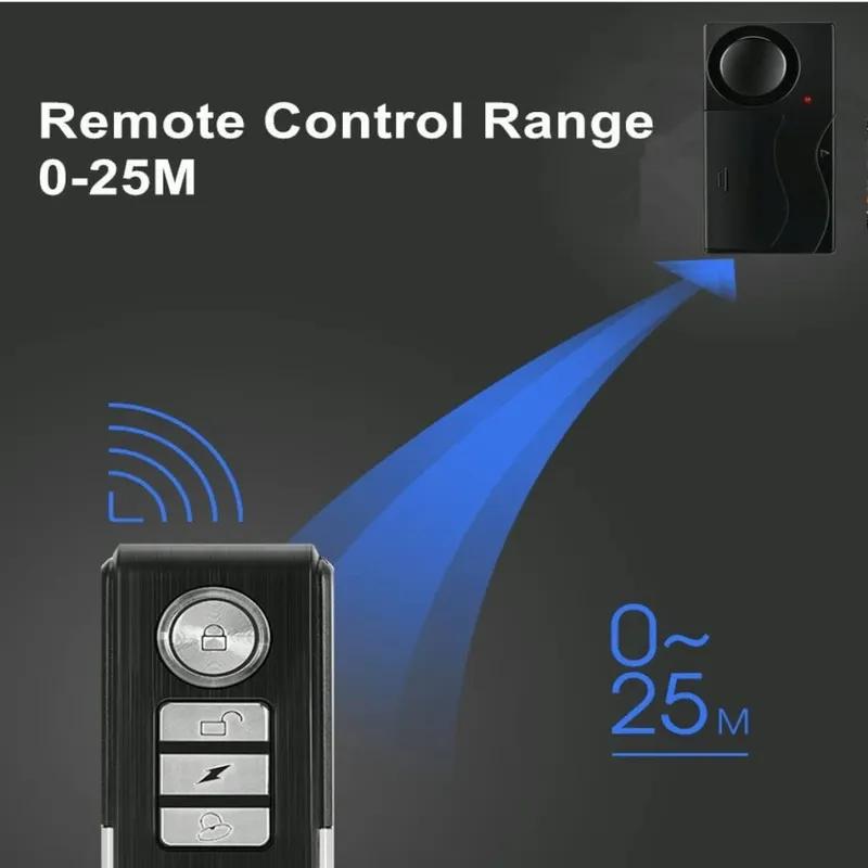 110dB Anti-Theft Vibration Alarm with Remote Control Alarm Door and Window Alarm Motorcycle Bicycle Security Sensors