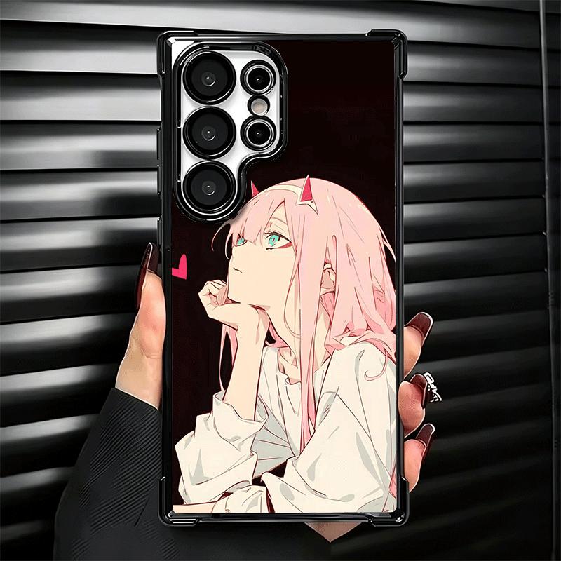 Zero Two 02 Kawaii Niedliche Galvanisierte Handyhülle Für Samsung Galaxy S24 S25 FE S26 Edge S23 Ultra S22 S21 Plus S20 Anti-Fall Airbag C
