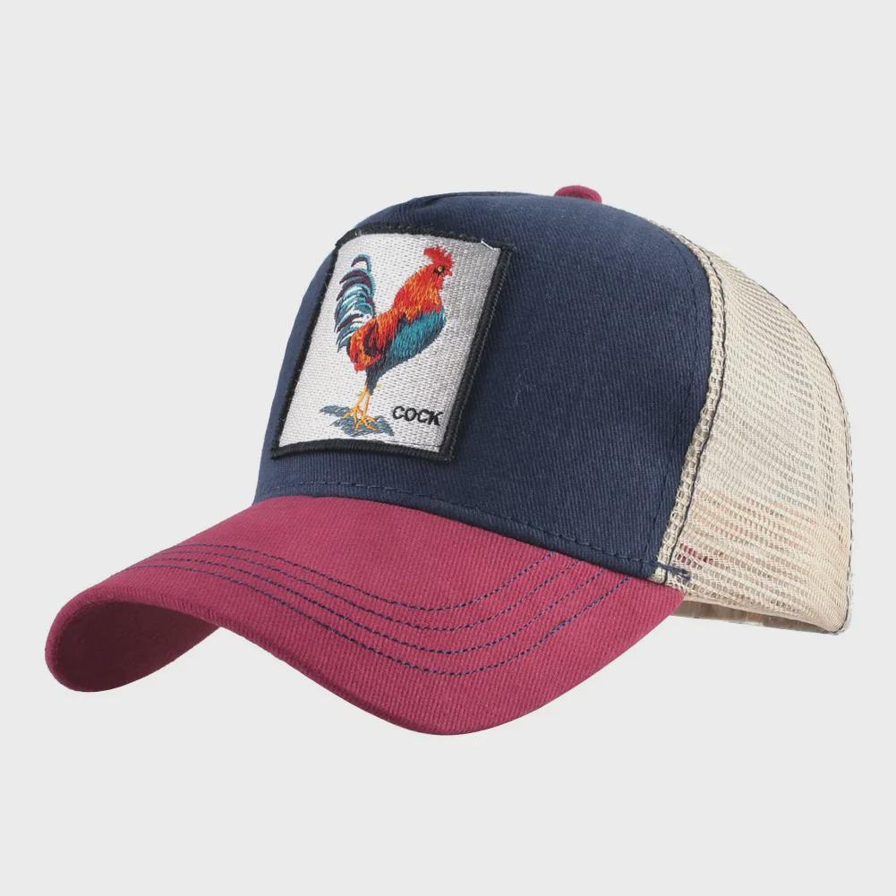 European & American Retro Cotton Embroidered Animal Mesh Baseball Cap