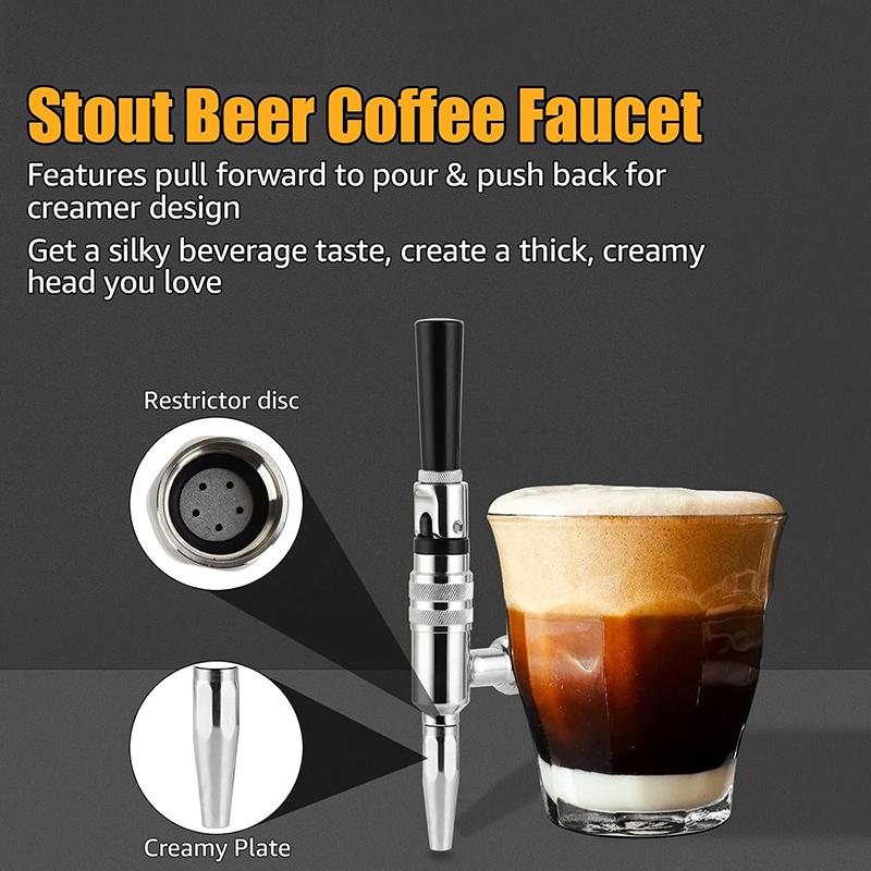 Stout Nitrogen Coffee Tap, Nitro Cold Brew Faucet with Elbow Shank,Kegging Tap Dispenser for Stout Beer,Creamy Cascade Effect