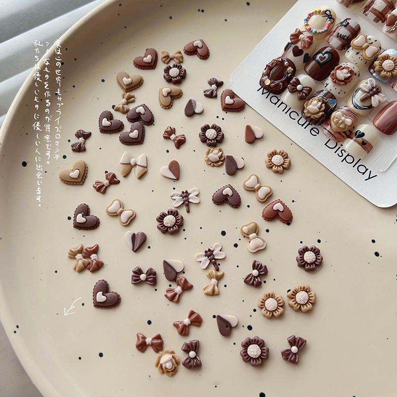 

50 шт. кофейная смола бабочка камелия смешанные украшения бант маникюрные аксессуары смоляные украшения для ногтей