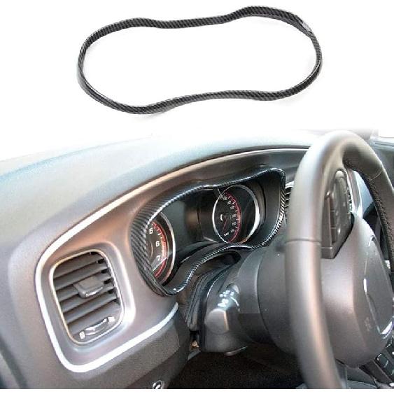 crosselec Carbon Fiber Dashboard Meter Panel Frame Cover Trim Interior Decoration Accessories for Dodge Charger 2015-2021 (Black)