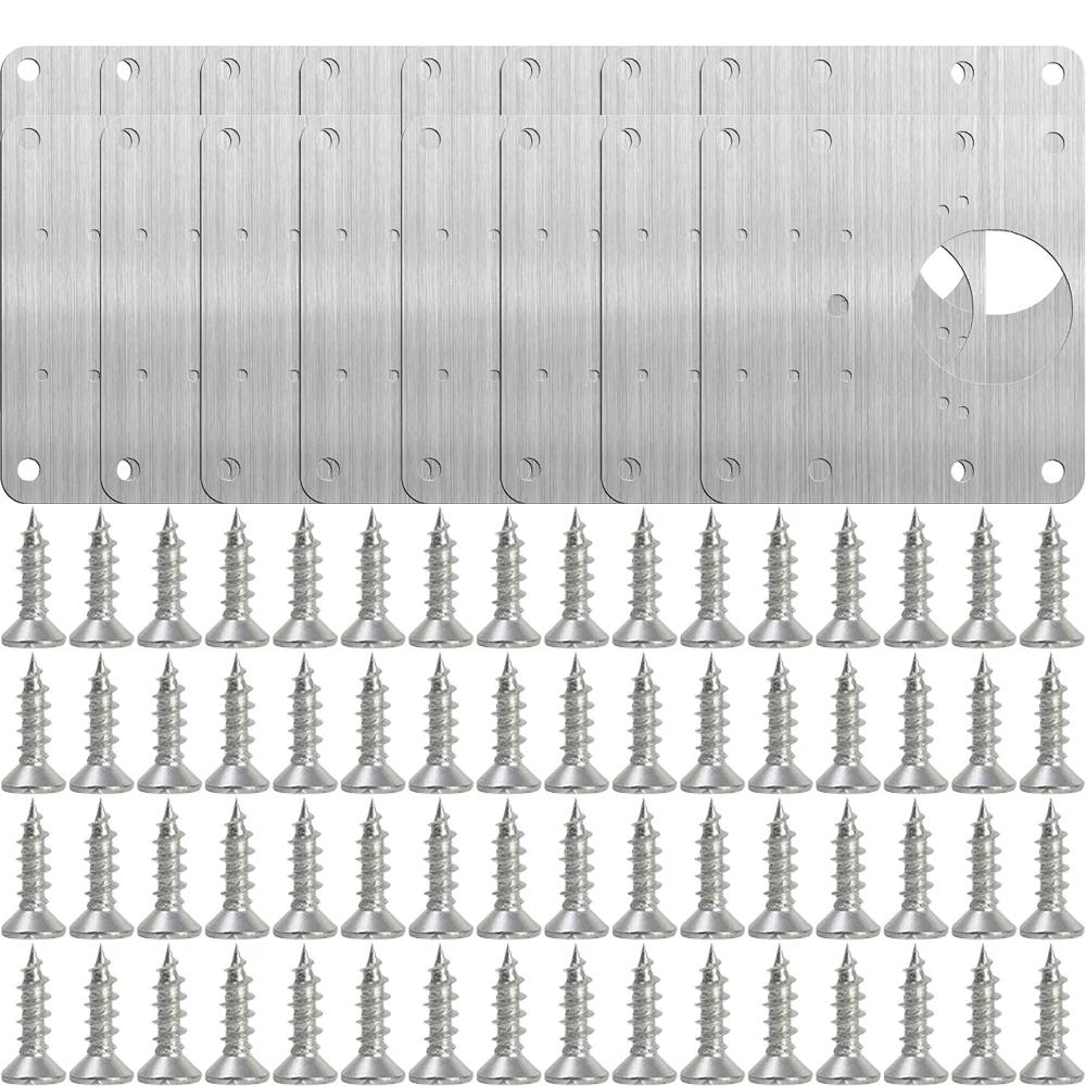 Stainless Steel Door Hinge Cabinet Hinge with Screw Furniture Drawer Repair Plate Kits Repair Plate Flat Fixing Brackets Tools