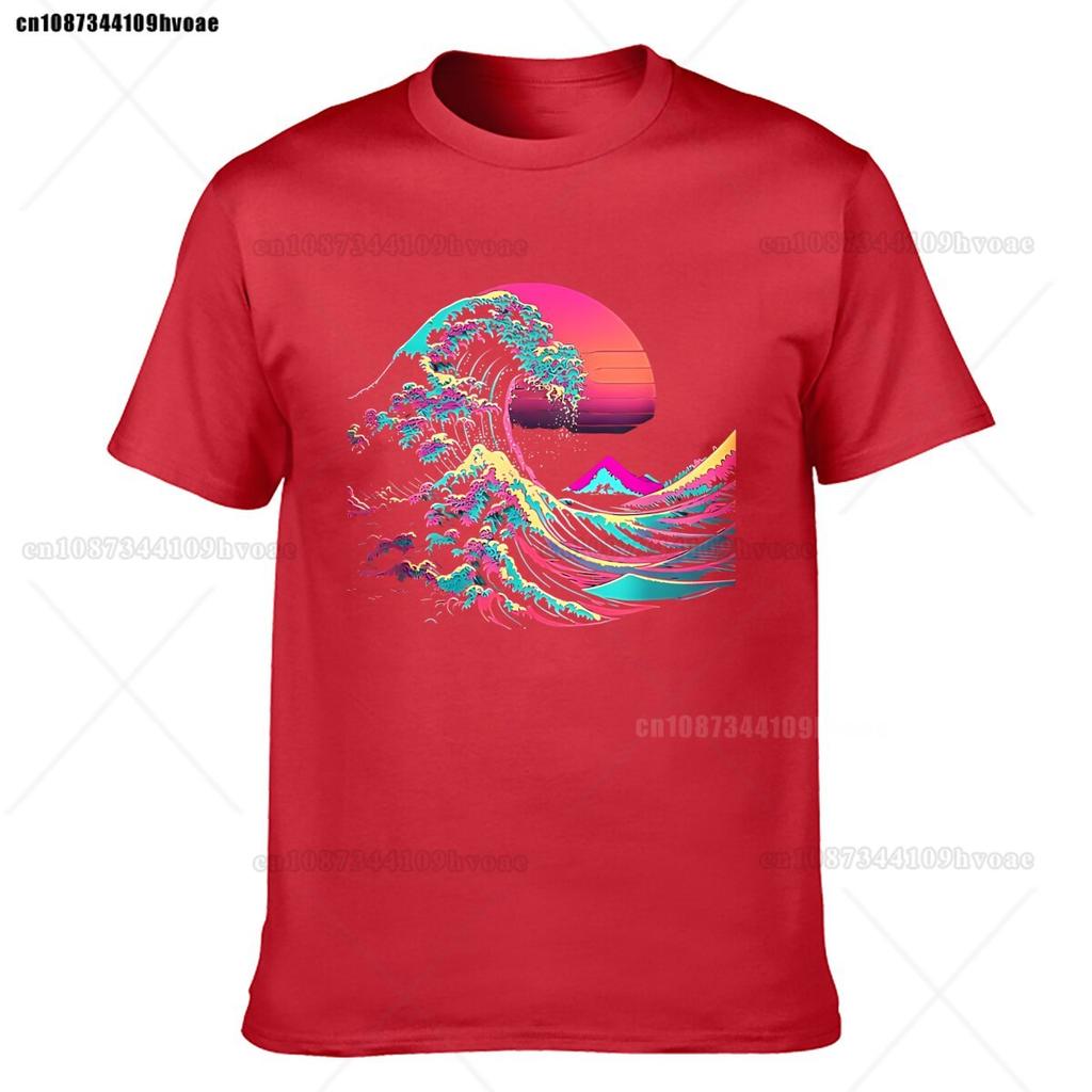 Ästhetisches Glitch Great Wave Retrowave Synthwave T-Shirt Kurzarm-T-Shirt Streetwear