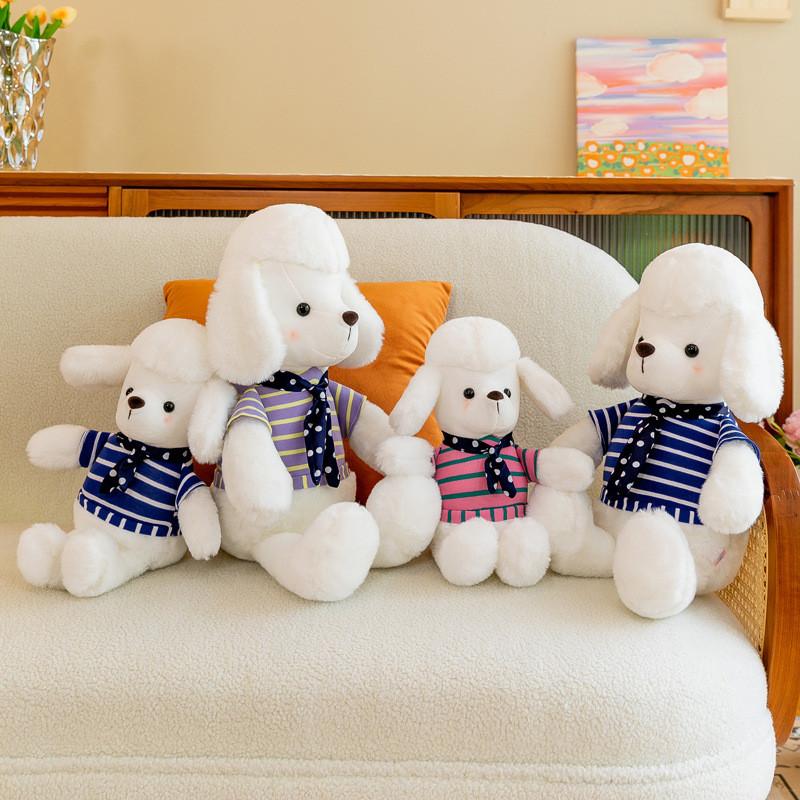 White Cartoon Dog Animal Stuffed Plush Toy Scarf Doll Children Gifts Birthday