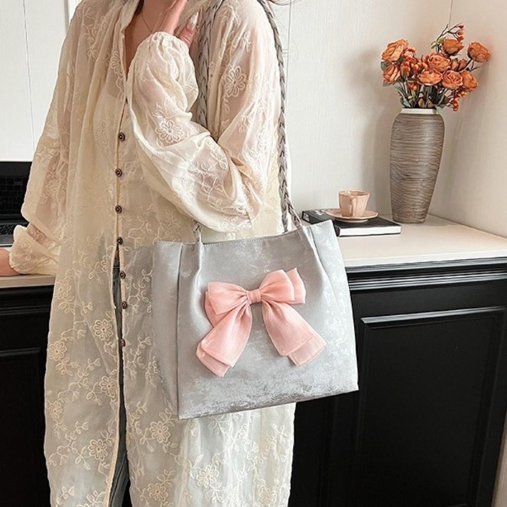 Large Capacity Women's Shoulder Bag Soft Casual Handheld Bag Portable Bow Shoulder Bag Casual Wear