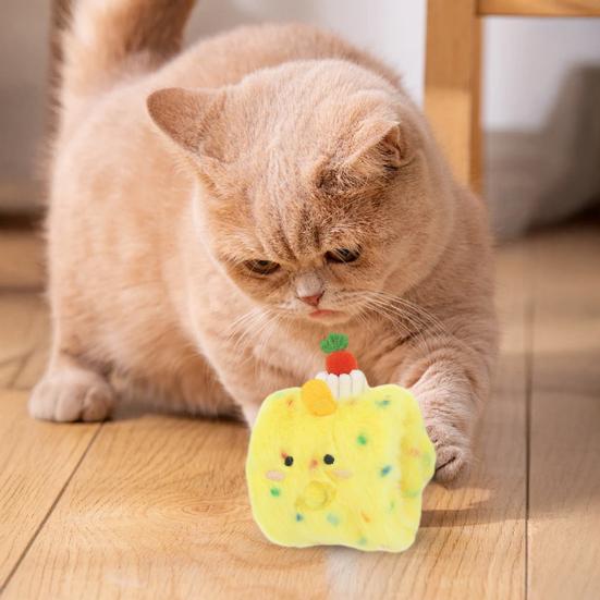 Cat Toys Cute Roll Plush Doll Cartoon Bite-Resistant Interactive Toy for Small Medium Dogs Built-in Rattle Paper Safe Skin-Friendly Pet Toy