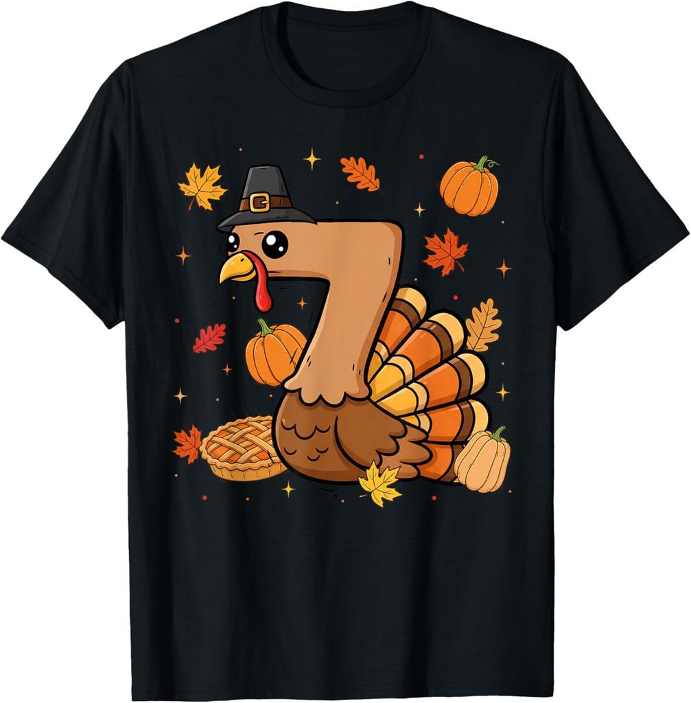 Turkey 7 Pumpkin Thanksgiving Gen Alpha Meme Unisex T-Shirt