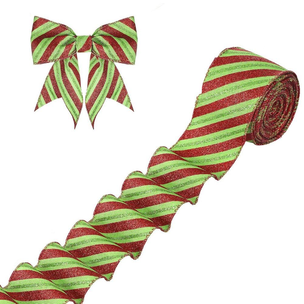 

2 Pcs Multifunction Glittery Christmas Ribbon Christmas Gift Ribbon Supplies DIY Gift Wrapping Style 2