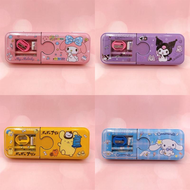 Creative Pencil Case Kit For Elementary Students Cartoon Iron Box With Complete Stationery Set