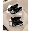 6189-2 Square Head Retro Sports Style Ballet Shoes Women'S Bow Casual Mary Jane Single Shoes
