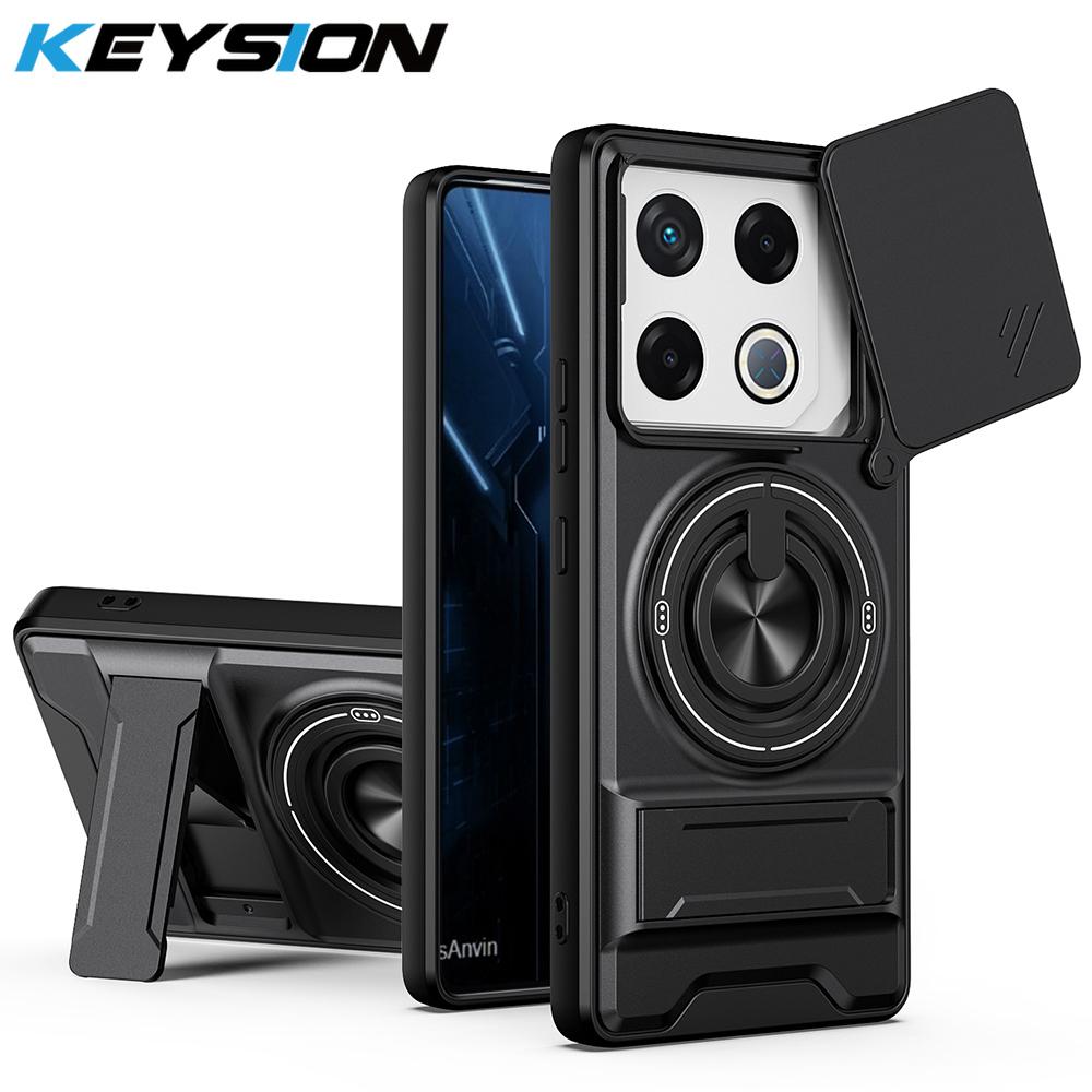 KEYSION Magnetic Phone Case for Infinix GT 20 Pro 5G Slide Camera Protection Upright Kickstand 360° Ring Shockproof Back Cover