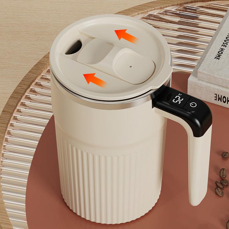 400Ml Mixing Cup Led Temperature Display Cup 304 Stainless Steel Magnetic Rotating Stirring Milk Coffee Self Stirring Mug