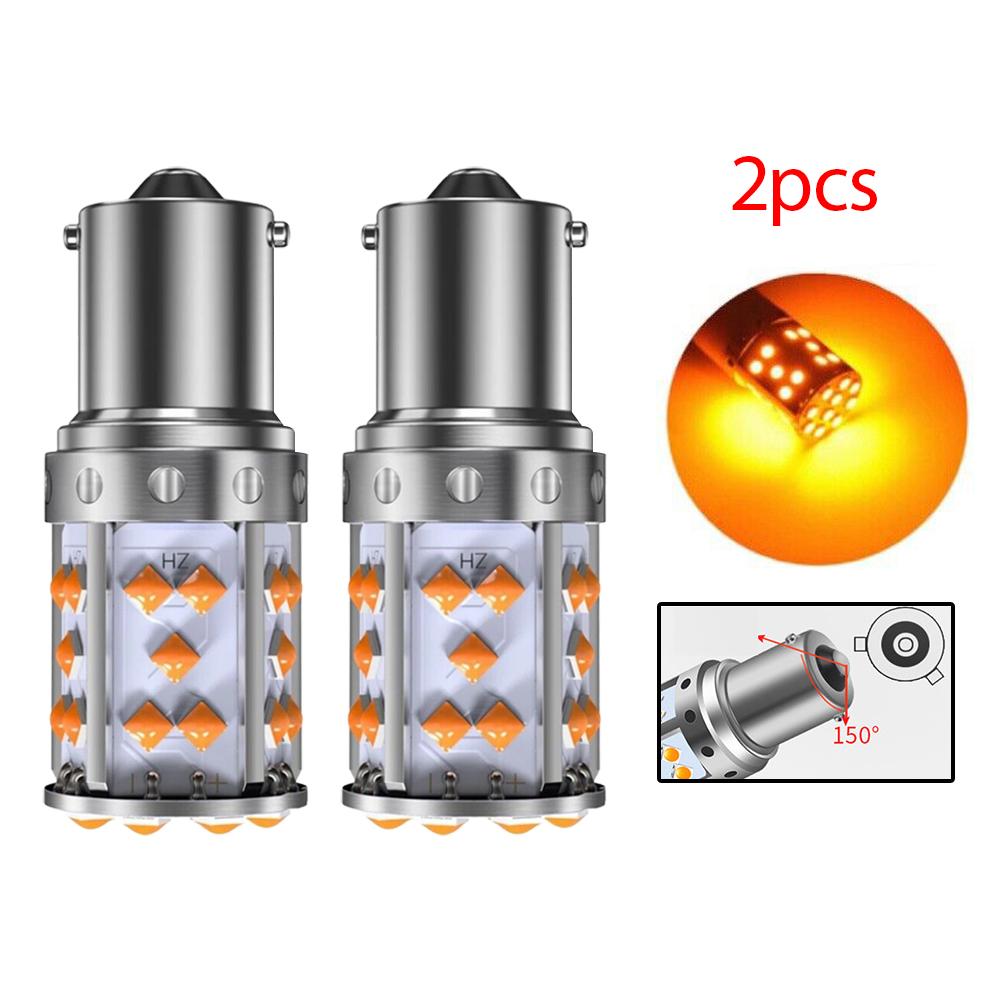 2pcs 7440/ 1156 150°/1156 180° LED Bulbs For Cars Turn Signal Lights Orange Amber Brake Light, Daytime Running Light
