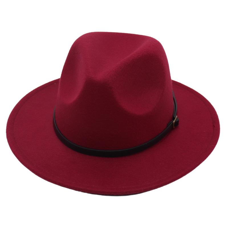 Wholesale Children'S Catwalk Top Hat Belt Buckle Stage Felt Hat Parent-Child Leisure Woolen Hat Big Eaves Jazz Hat Men And Women