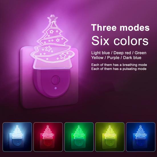 Night Light Christmas Tree Shape Projection 3D Effect Energy-saving Plug-Play LED Nightlight Holiday Decor