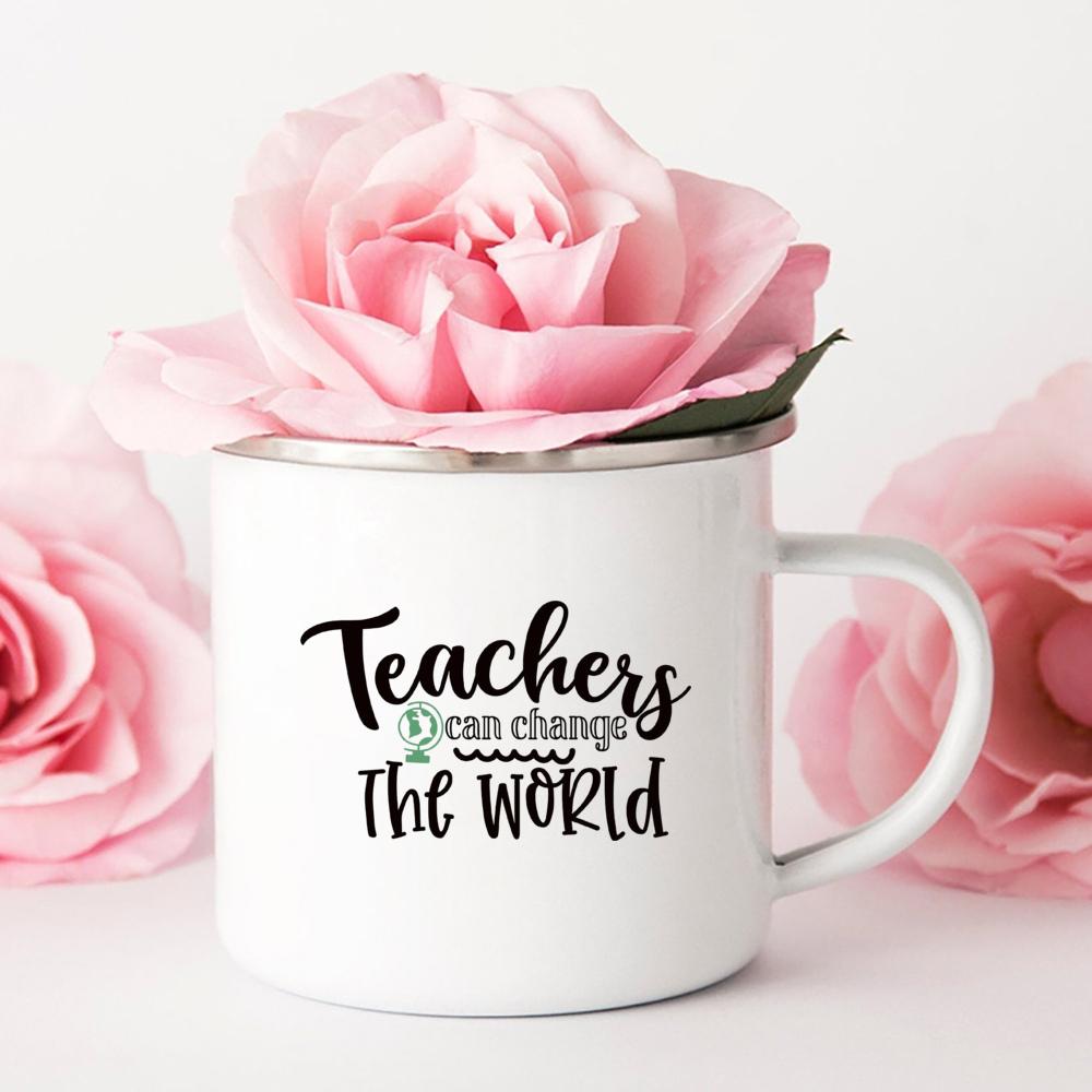 Camping Mug Coffee Teacher Change The World Print Mugs Personalized Gift Original Breakfast Cups to Sublimate Stainless Cup Beer
