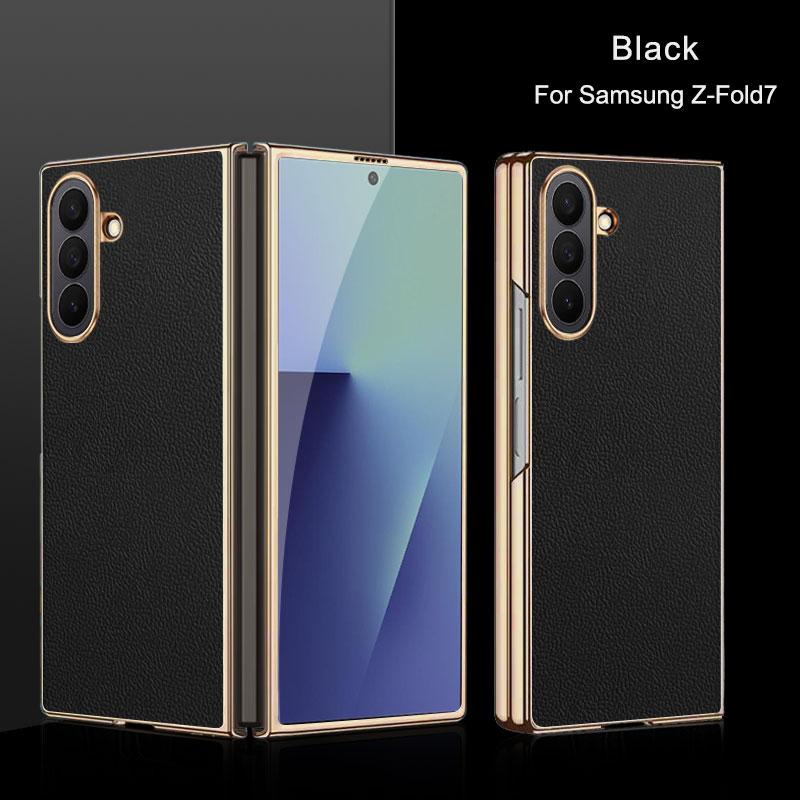 For Samsung Galaxy Z Fold 7 Case Luxury PU Leather Skin Plating Protective Back Cover Case For Samsung Z Fold7 Phone Shell