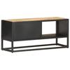 TV Stand with Carved Door 90 X 30 X 40 Cm Rough Mango Wood