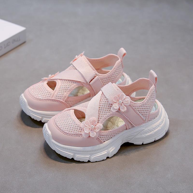 

Girls Princess Shoes Candy Color Sweet Flower Kids Sports Sandals Hollowed-out Breathable 2025 Summer New Children Casual Shoes 26 розовый