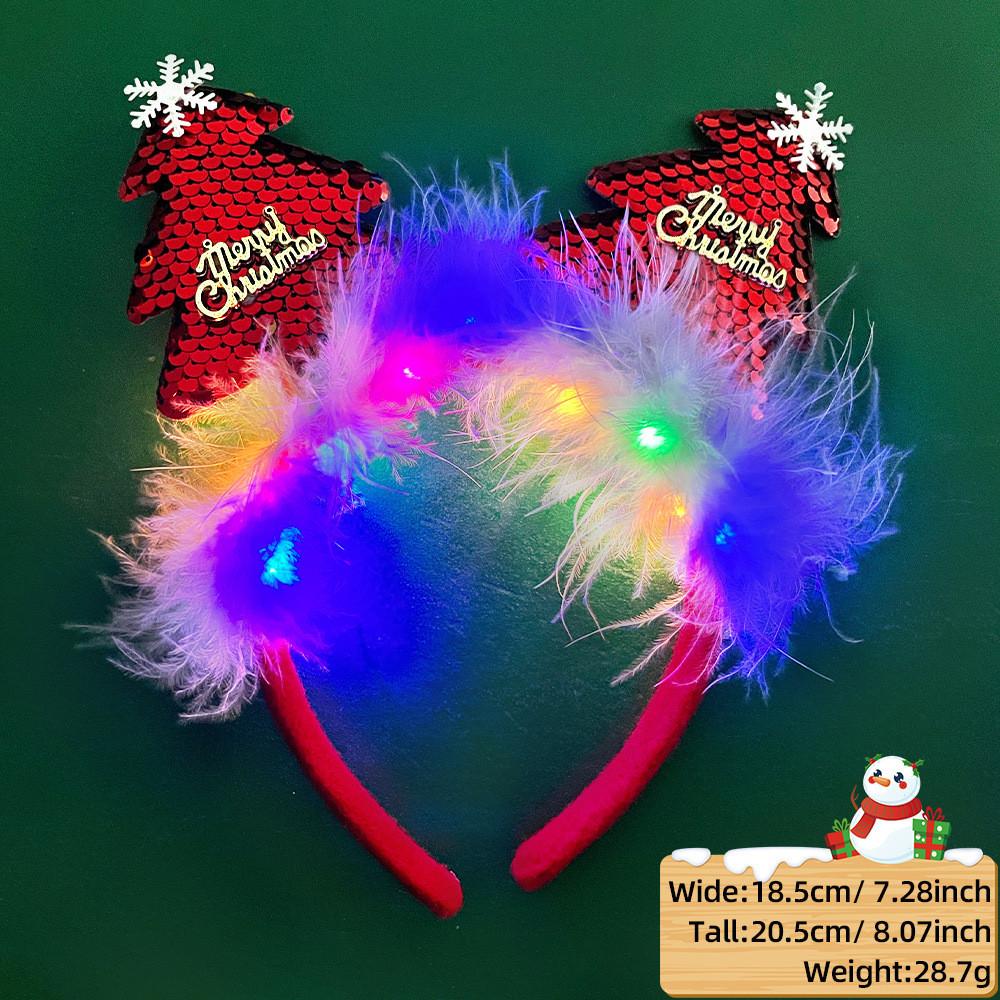 Unique And Colorful Christmas Antler Headband With Soft Plush And Lights For Creative Outfits Party