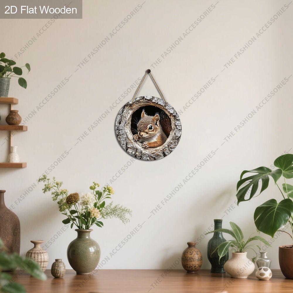 2D Plane Hanging Decorative Signs, Interior Wall or Door Decoration, Garden Decoration, Squirrel Pattern, Interesting Gifts for Family and Friends